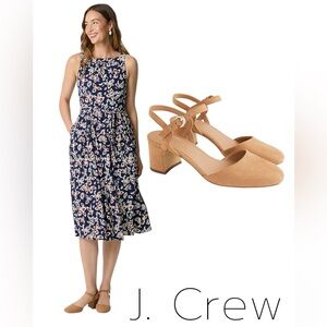 J. Crew Sienna Microsuede Ankle Strap Block Heel Sandals - New with Box